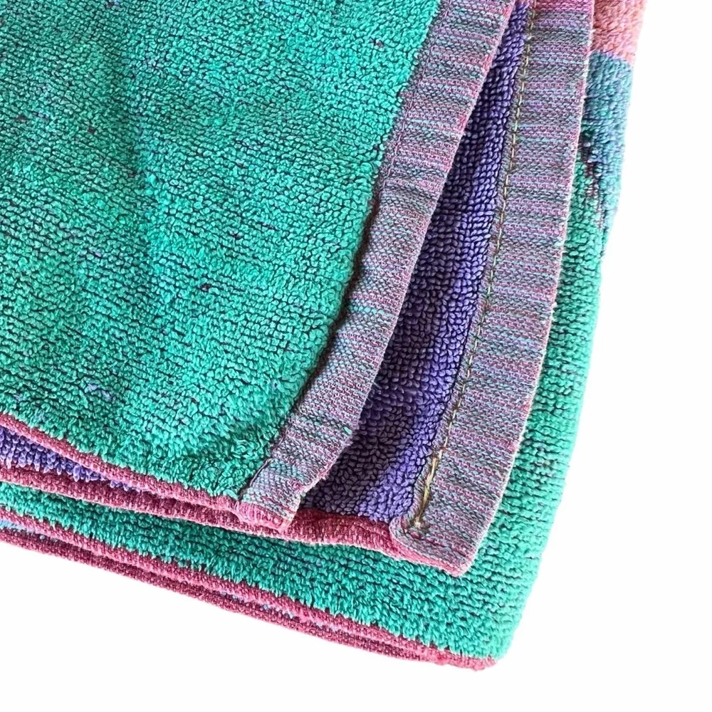 VTG Royal Terry Blazing Sun Rainbow Stripe Beach Towel 100% Cotton 26x56 Thin